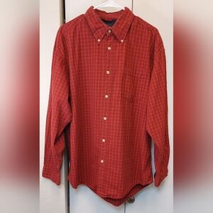 Wrangler 1947 Men's Red Plaid 100% Cotton Long Sleeve Button Up Shirt Size Large